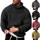 Nukty Long Sleeve Thickened Men Sweater Coarse Woolen Yarn Turtleneck Twist Ribbed Knitted Sweater for Autumn Winter