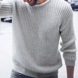 Nukty Men Sweaters Solid Color Round Neck Sweater Men Long Sleeve Knitted Pullover Men Sweaters Mens Clothes pull homme ropa hombre