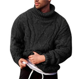 Nukty Long Sleeve Thickened Men Sweater Coarse Woolen Yarn Turtleneck Twist Ribbed Knitted Sweater for Autumn Winter