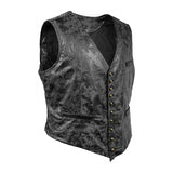 Nukty Men's Steampunk Cosplay Costume Vest Jacket New Rivet Button Faux Leather Cowboy Waist Coat Chalecos Para Hombre