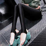 Nukty Autumn Winter Thick Leggings Fashion Solid Slim Pants Lady fleece Warm Leggings Casual Black Shiny High Waist Leggings