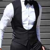 Nukty Black Men Vest for Wedding Groom One Piece Slim Fit Suit Waistcoat Solid Color Male Fashion Coat