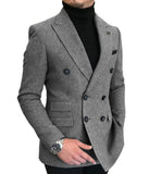 Nukty Formal New Burgundy Red Grey Lapel Tux Men Slim Fit Suits Coat Jacket Custom Made For Wendding Party Woolen cloth