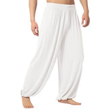 Nukty Yoga Pants Men\'s Casual Solid Color Baggy Trousers Belly Dance Yoga Harem Pants Slacks sweatpants Trendy Loose Dance Clothing