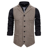 Nukty Autumn Business Vest Men's Clothing Male Lapel Casual Men Suit Vest With Pockets Vest Outerwear Chaleco Hombre