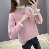 Nukty Autumn Winter Thick Sweater Women Knitted Ribbed Pullover Sweater Long Sleeve Fasion Slim Jumper Soft Warm Pull Femme