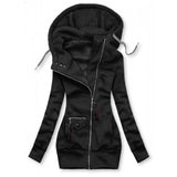 Nukty Women Fashion Long Sleeve Drawstring Hooded Slim Jacket Coat Zipper Outerwear