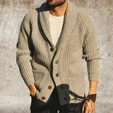 Nukty Knitted Cardigan Turndown Collar Woolen Yarn Keep Warm Men Clothing Cardigan for Outdoor