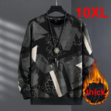 Nukty Autumn Winter Fleece Sweatshirts Men Plus Szie 9XL 10XL Sweatshirt Fashion Hip Hop Geometric Graffiti Pullover Male Baggy Tops