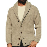 Nukty Knitted Cardigan Turndown Collar Woolen Yarn Keep Warm Men Clothing Cardigan for Outdoor