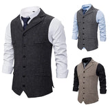 Nukty Autumn Business Vest Men's Clothing Male Lapel Casual Men Suit Vest With Pockets Vest Outerwear Chaleco Hombre