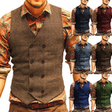 Nukty fashion suits for men Casual Men's Brown Waiter Vest Jacket Slim Fit Prom Double Breasted Blazer Champagne Suits Waistcoat For Wedding Best Man Grooms