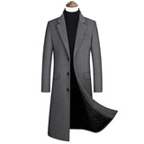 Nukty New Extra Long Wool Trench Coat Male Winter Brand Mens Cashmere Coat Slim Fit Woolen Peacoat Windbreaker Manteau Homme 4XL