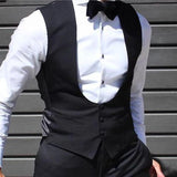 Nukty Black Men Vest for Wedding Groom One Piece Slim Fit Suit Waistcoat Solid Color Male Fashion Coat