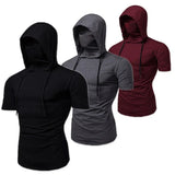 Nukty New Hooded T-shirt Men Fashion Style Personality Stretch Leisure Sport Shirt Ninja Suit Short-sleeved T-shirt Mask Suit Tops