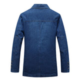 Nukty Mens Denim Blazer Men Fashion Cotton Vintage Suit Outerwear Male Blue Coat Denim Jacket Men Slim Fit Jeans Denim Blazers Top 4Xl