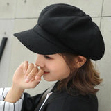 Nukty Autumn Winter Hats for Women Solid Plain Octagonal Newsboy Cap Men Ladies Casual Wool Winter Beret Women Painter