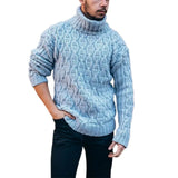 Nukty Sweater Ribbed Thermal Soft Ribbed Twisted Thick Woolen Yarn Turtleneck Men's Loose Knit Sweater for Winter