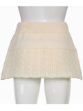 Nukty Knitted Low Waist Y2K Short Skirt Preppy Style Cute Girl Streetwear Aesthetic Fairycore Drawstring Womens Skirts