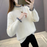 Nukty Autumn Winter Thick Sweater Women Knitted Ribbed Pullover Sweater Long Sleeve Fasion Slim Jumper Soft Warm Pull Femme