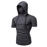 Nukty New Hooded T-shirt Men Fashion Style Personality Stretch Leisure Sport Shirt Ninja Suit Short-sleeved T-shirt Mask Suit Tops