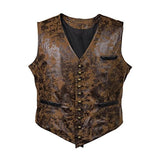 Nukty Men's Steampunk Cosplay Costume Vest Jacket New Rivet Button Faux Leather Cowboy Waist Coat Chalecos Para Hombre