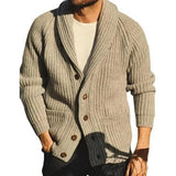 Nukty Knitted Cardigan Turndown Collar Woolen Yarn Keep Warm Men Clothing Cardigan for Outdoor