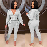 Nukty 2 Piece Set Women Two Piece Outfits Long Sleeve Sweatshirt Pants Tracksuit for Women Two Pieces Sets Fall Clothes Outfits