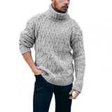 Nukty Sweater Ribbed Thermal Soft Ribbed Twisted Thick Woolen Yarn Turtleneck Men's Loose Knit Sweater for Winter