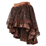 Nukty Women Gothic Floral Lace Ruffled Skirt Asymmetrical High Low Skirt Steampunk Pirate Skirts Halloween Costumes Plus Size