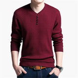 Nukty Hot Sale Solid Color Pullover Men V Neck Men Sweater Casual Long Sleeve Brand Mens Sweaters High Quality Wool Cashmere Sweaters