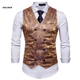 Nukty Men's Red Paisley Double Breasted Dress Vest Brand New Slim Fit Formal Business Sleeveless Waistcoat Men Chaleco Hombre 2XL