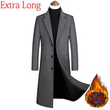 Nukty New Extra Long Wool Trench Coat Male Winter Brand Mens Cashmere Coat Slim Fit Woolen Peacoat Windbreaker Manteau Homme 4XL