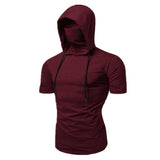 Nukty New Hooded T-shirt Men Fashion Style Personality Stretch Leisure Sport Shirt Ninja Suit Short-sleeved T-shirt Mask Suit Tops