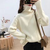 Nukty Turtleneck Knitted Women Sweater Streetwear Long Sleeve Tops Pullover Black Korean Vintage Female High Neck Clothing Winter