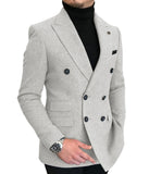 Nukty Formal New Burgundy Red Grey Lapel Tux Men Slim Fit Suits Coat Jacket Custom Made For Wendding Party Woolen cloth