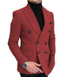 Nukty Formal New Burgundy Red Grey Lapel Tux Men Slim Fit Suits Coat Jacket Custom Made For Wendding Party Woolen cloth