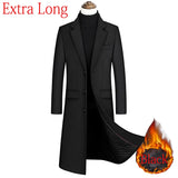 Nukty New Extra Long Wool Trench Coat Male Winter Brand Mens Cashmere Coat Slim Fit Woolen Peacoat Windbreaker Manteau Homme 4XL