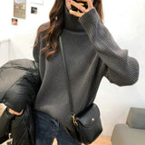 Nukty Turtleneck Knitted Women Sweater Streetwear Long Sleeve Tops Pullover Black Korean Vintage Female High Neck Clothing Winter