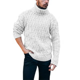 Nukty Sweater Ribbed Thermal Soft Ribbed Twisted Thick Woolen Yarn Turtleneck Men's Loose Knit Sweater for Winter