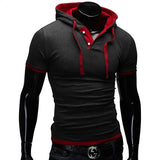 Nukty Men's T Shirt Summer Slim Fitness Hooded Short-Sleeved Tees Male Camisa Masculina Sportswer T-Shirt Slim Tshirt Homme 3XL