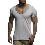 Nukty New Arrival Deep V Neck Short Sleeve Men T Shirt Slim Fit T-shirt Men Thin Top Tee Casual Summer Tshirt Camisetas Hombre