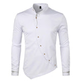 Nukty Men's Hipster Oblique Button Down Embroidery Dress Shirt New Slim Fit Long Sleeve Shirt Men Casual Business Wedding Camisas