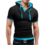 Nukty Men's T Shirt Summer Slim Fitness Hooded Short-Sleeved Tees Male Camisa Masculina Sportswer T-Shirt Slim Tshirt Homme 3XL