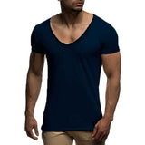 Nukty New Arrival Deep V Neck Short Sleeve Men T Shirt Slim Fit T-shirt Men Thin Top Tee Casual Summer Tshirt Camisetas Hombre