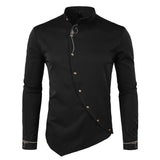 Nukty Men's Hipster Oblique Button Down Embroidery Dress Shirt New Slim Fit Long Sleeve Shirt Men Casual Business Wedding Camisas