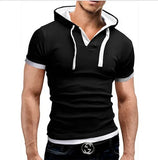 Nukty Men's T Shirt Summer Slim Fitness Hooded Short-Sleeved Tees Male Camisa Masculina Sportswer T-Shirt Slim Tshirt Homme 3XL