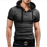 Nukty Men's T Shirt Summer Slim Fitness Hooded Short-Sleeved Tees Male Camisa Masculina Sportswer T-Shirt Slim Tshirt Homme 3XL