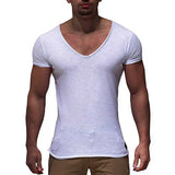 Nukty New Arrival Deep V Neck Short Sleeve Men T Shirt Slim Fit T-shirt Men Thin Top Tee Casual Summer Tshirt Camisetas Hombre