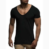 Nukty New Arrival Deep V Neck Short Sleeve Men T Shirt Slim Fit T-shirt Men Thin Top Tee Casual Summer Tshirt Camisetas Hombre